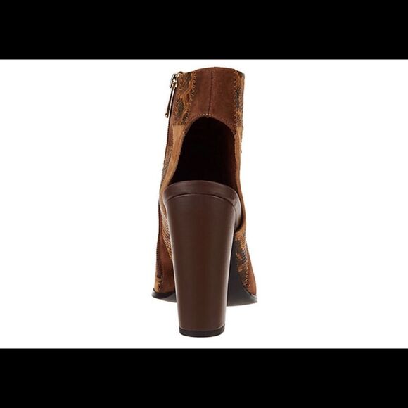 C. Wonder Open Toe Booties Brown Patchwork Leather Size 8 NEW - Picture 9 of 14